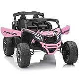 KerryYoo SU5 24V Ride on Toys for Big Kids,4x200W,2 Seater Electric Ride on UTV 4WD/2WD,EVA Rubber Tires,4x4 Shock Absorbers,Remote Control,Licensed Can-Am,Bluetooth - Light Pink