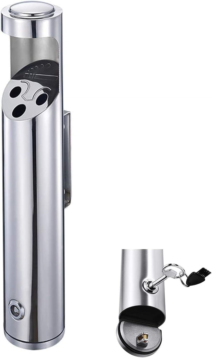 IUokLU Wall Mounted Ashtray Stainless Steel For Restaurants,And Hotels With Lock,Outdoor Cigarette Butt Disposal,Floor Standing Ashtray,Stainless Steel Vertical Trash Can Wall Mounted（D）