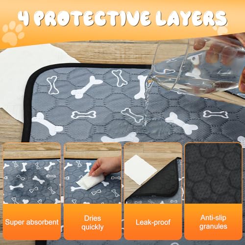 Wusboo 2 Stück Waschbar Haustier-Urinunterlage , 70 x 100 cm Hohe Saugfähigkeit Auslaufsicher Wiederverwendbare Hundeunterlage, Geeignet für Hunde, Katzen, Kaninchen und Meerschweinchen