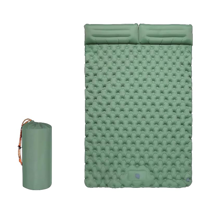 DuoRestor Camping Sleeping Pad with Pillow，camping mattress double(GREEN)