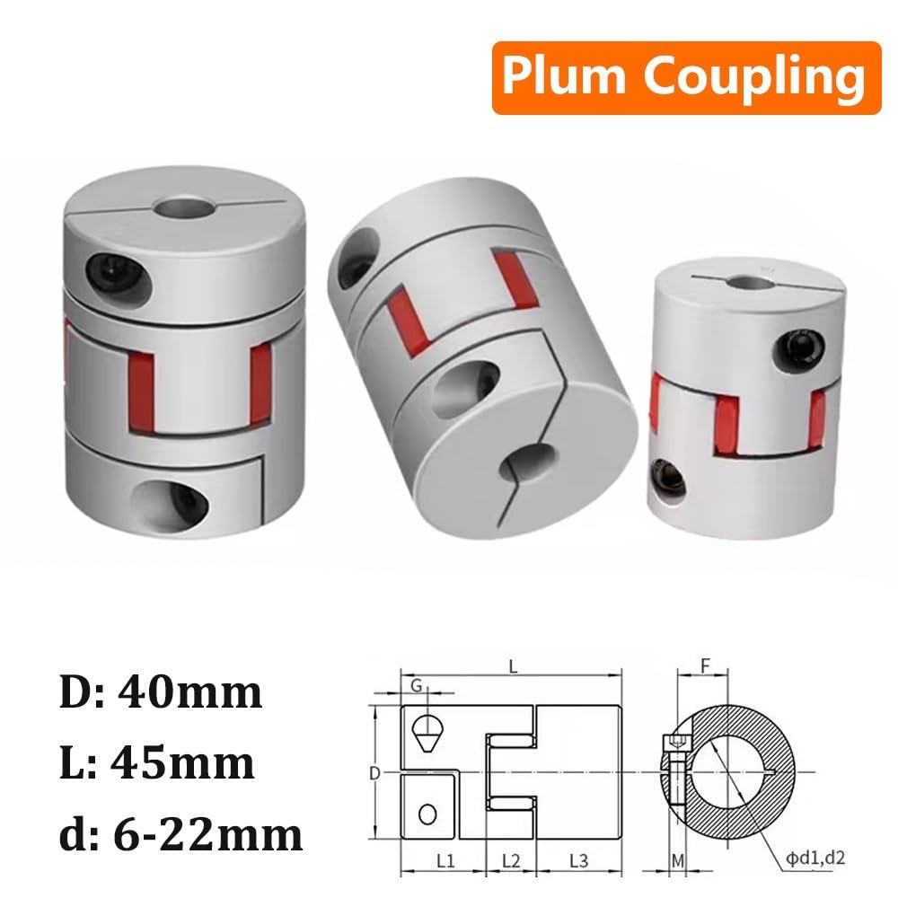 1 Stück LM-Serie Flexible Pflaumen-Klemmkupplung D40 L45 Welle 3-Backen-Wellenkupplung 6 mm–22 mm D40L45 for CNC Cheerfully(8x15mm)
