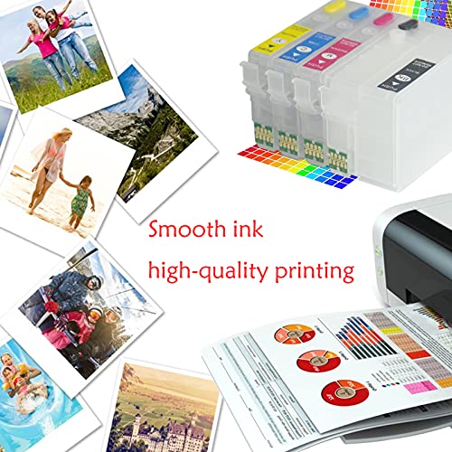 Replacement Refillable Ink Cartridges Compatible Sublimation Ink Cartridges For Wf-7720 Wf-7710 Wf-7620 Wf-7610 Wf-7210 Wf-7110 Wf-3620 Wf-3640,4Pcs Auto Reset Chips Reusable Empty Ink Cartridges Kit #TOP4