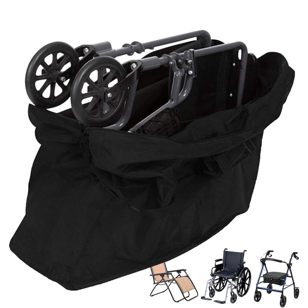 BAHULA Rollator - Borsa da viaggio in tessuto Oxford impermeabile, pieghevole e portatile, grande capacità per deambulatori, sedie a rotelle e sedia da trasporto, 115 x 80 x 40 cm
