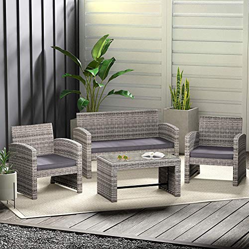 image for AmazonBasics Outdoor Patio Garden PE Rattan Textured Faux Wicker Modul