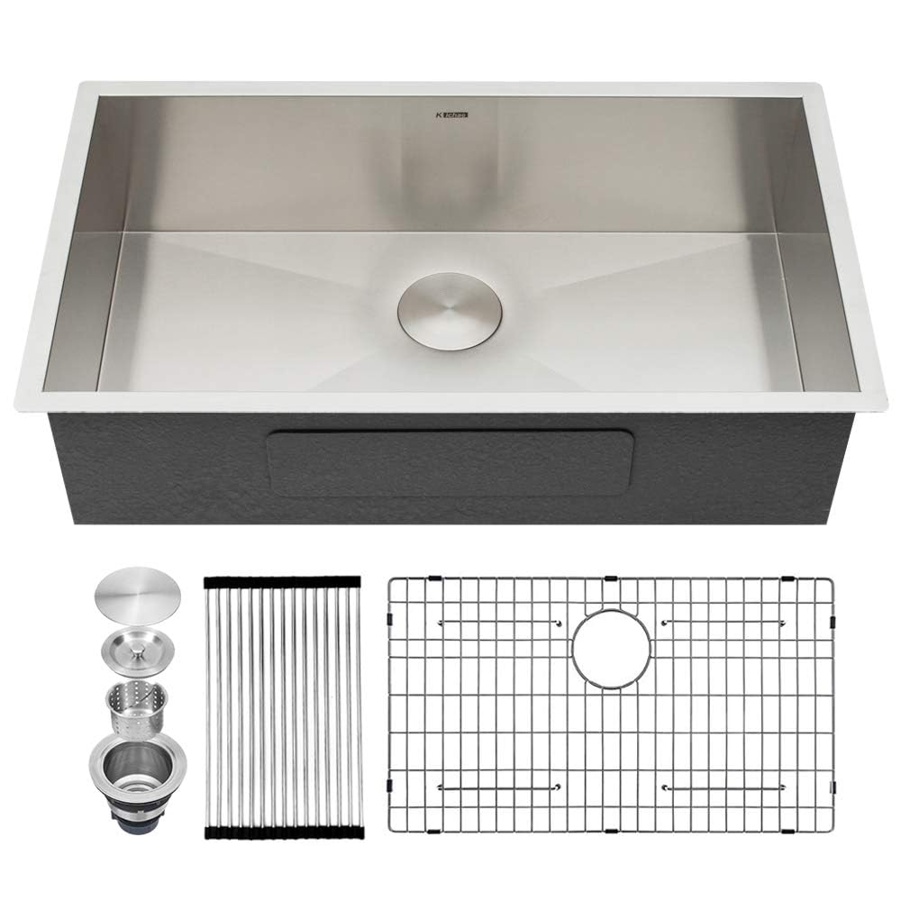 33 ① Kichae 33 Inch Undermount Kitchen Sink Single Bowl Stainless