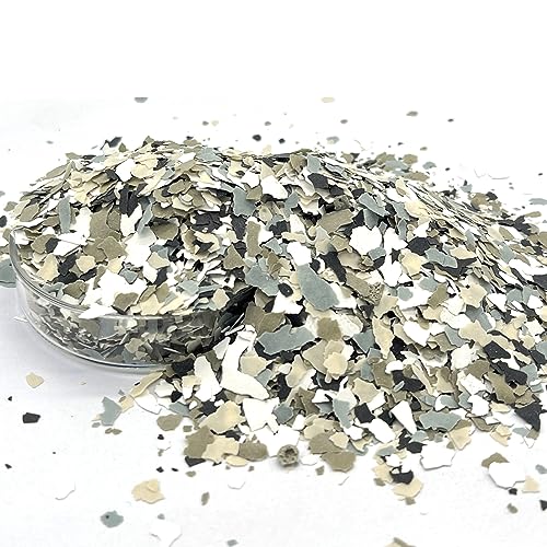 Decorative Color Chips para piso Epoxy - Kit de pintura, flakes para garage de color blanco claro 1200g
