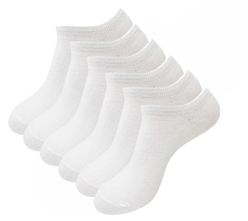 CYS Calcetines Tobilleros 6 Pares Cortos Unisex Mujer Hombre Deporte Invisible Hechos de Algodón Peinado (35-40, 6 BLANCO) Cover