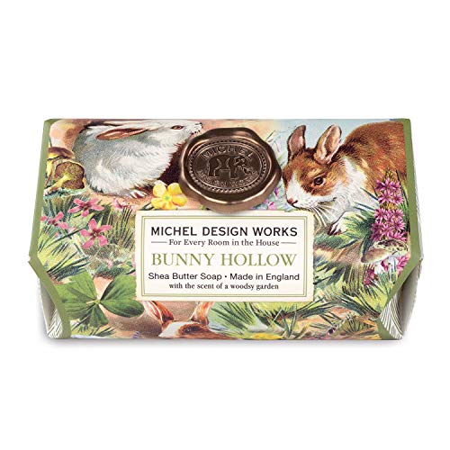 Image of Michel Design Works Triple-milled and Handmade Large Bath Soap Bar, Bunny Hollow Scent and Design with Shea Butter, Long Lasting 8.7oz Bar