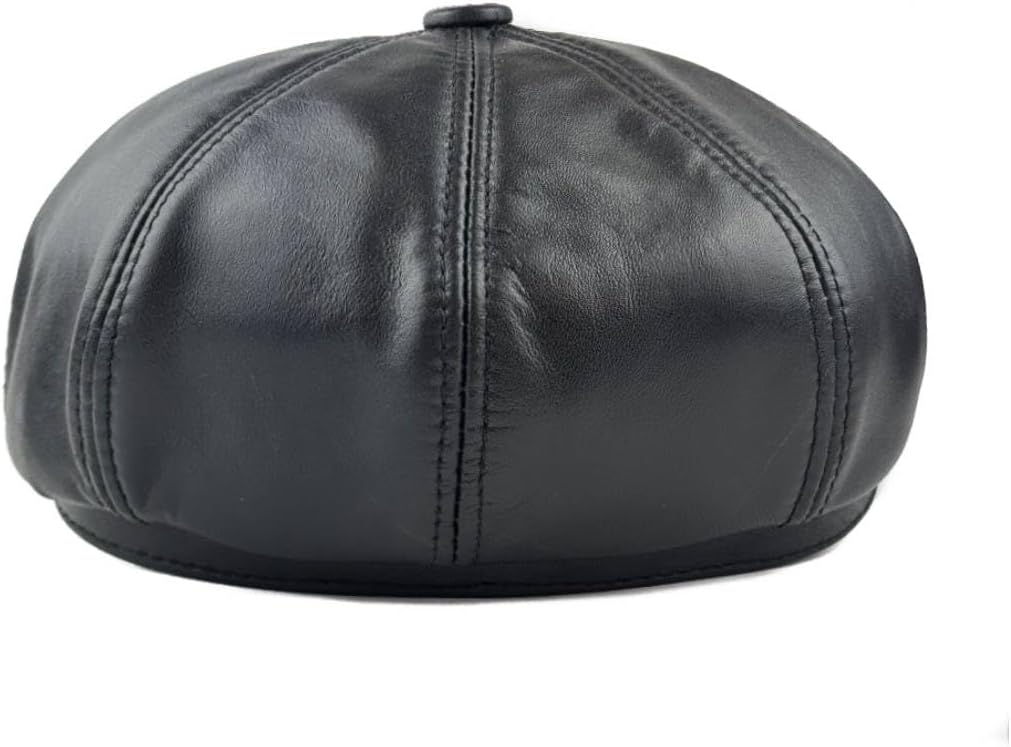 8 Panels Newsboy Cap for Women, Real Leather Cabbie Painter Hat Gatsby Ivy Beret Cap