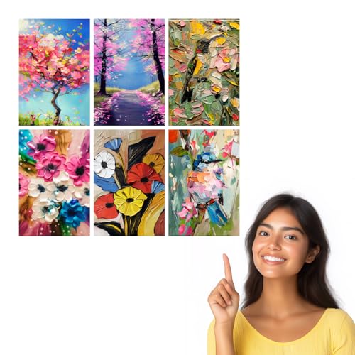 Image of SiddArtify Floral Wall Art Prints Set - Textured Flower Poster Decor for Living Room Bedroom Office - 8x12 inch Board Pack of 6