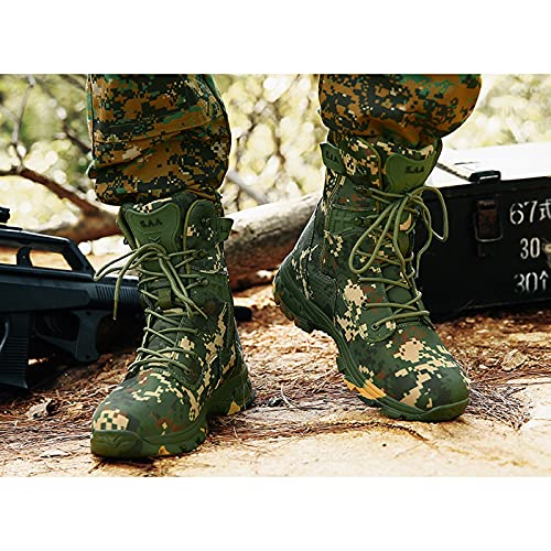 hongrenamz Hiking Boots Mens Trekking Shoes Climbing Shoes Outdoor High Top Lace-Up Backpacking Biking Sports Boots Green-EU42/US8.53