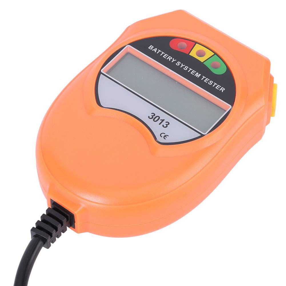 Hyuduo Tester Systemu Akumulatorowego Wyświetlacz z Podświetleniem LCD Tester Akumulatora Samochodowego do ładowania Pojazdów Kwasowo-ołowiowych 12 V, Sprawdza Akumulator i System ładowania dla