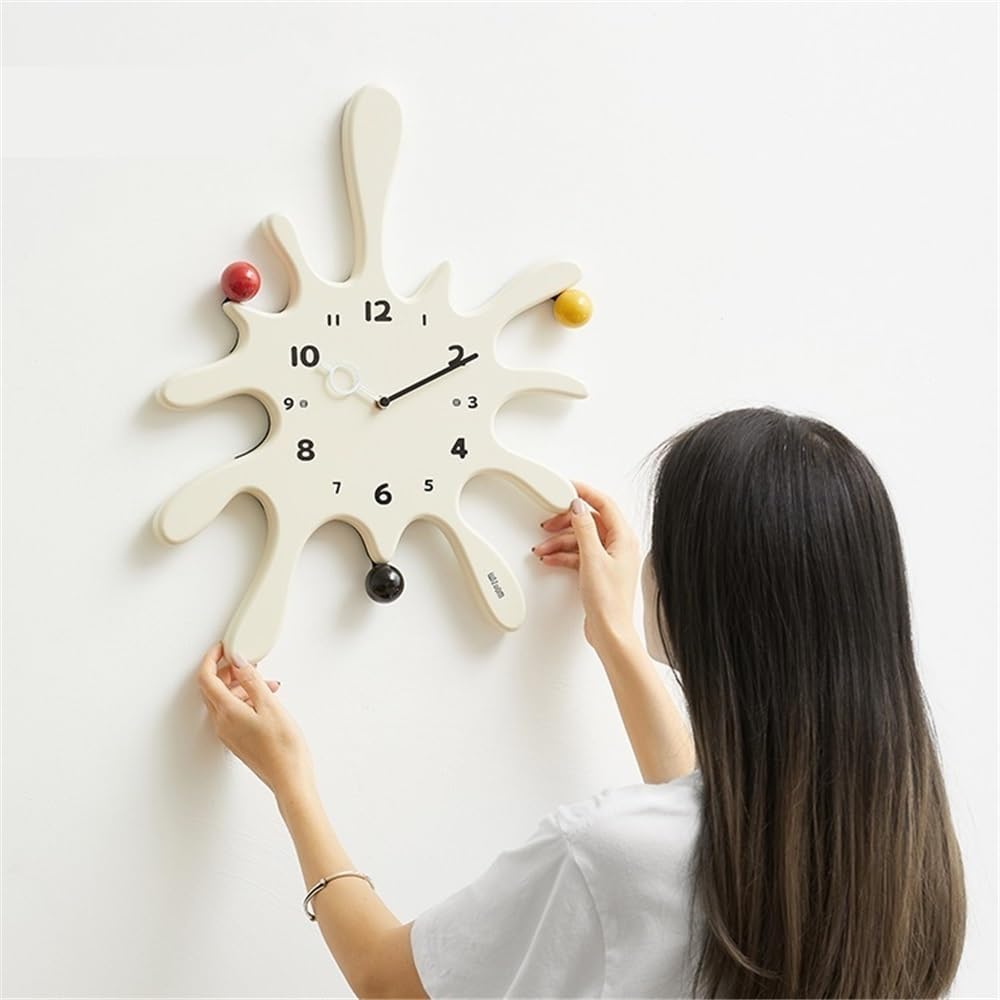 Horloge Suspendue Horloge Murale de Cuisine silencieuse crème 37,5 x 48 cm, Chiffres, Horloge décorative à Quartz rétro for Salon, Chambre Coucher Moderne
