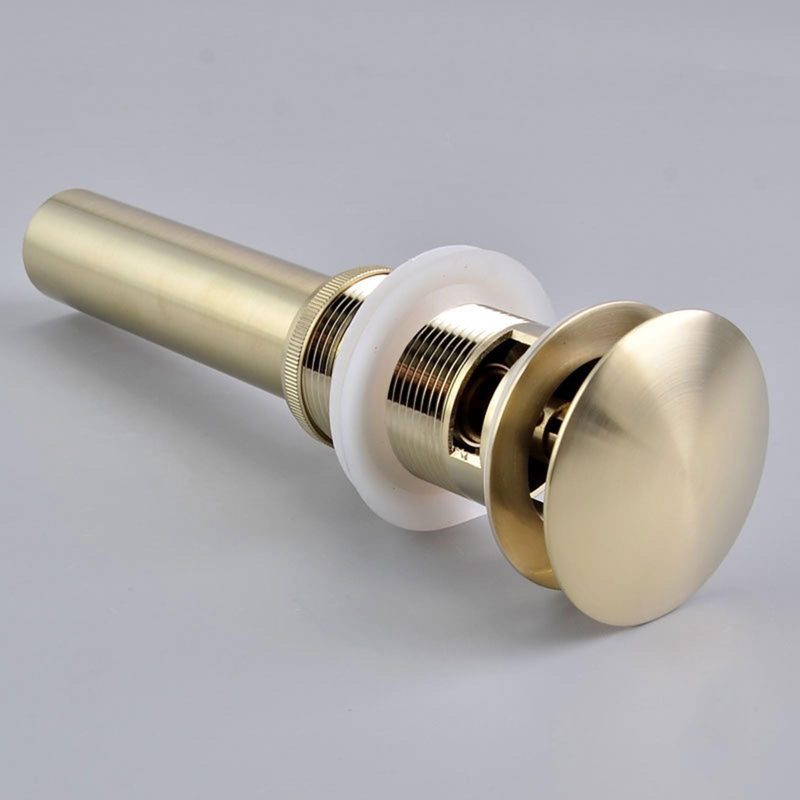 VáLvula Para Lavabo Clic Clac Pop Up Universal Desague Lavabo DesagüE Lavabo Universal Drenaje De Cobre Con Rebote Por Empuje,Oro Cepillado,Con Orificio De Rebosadero