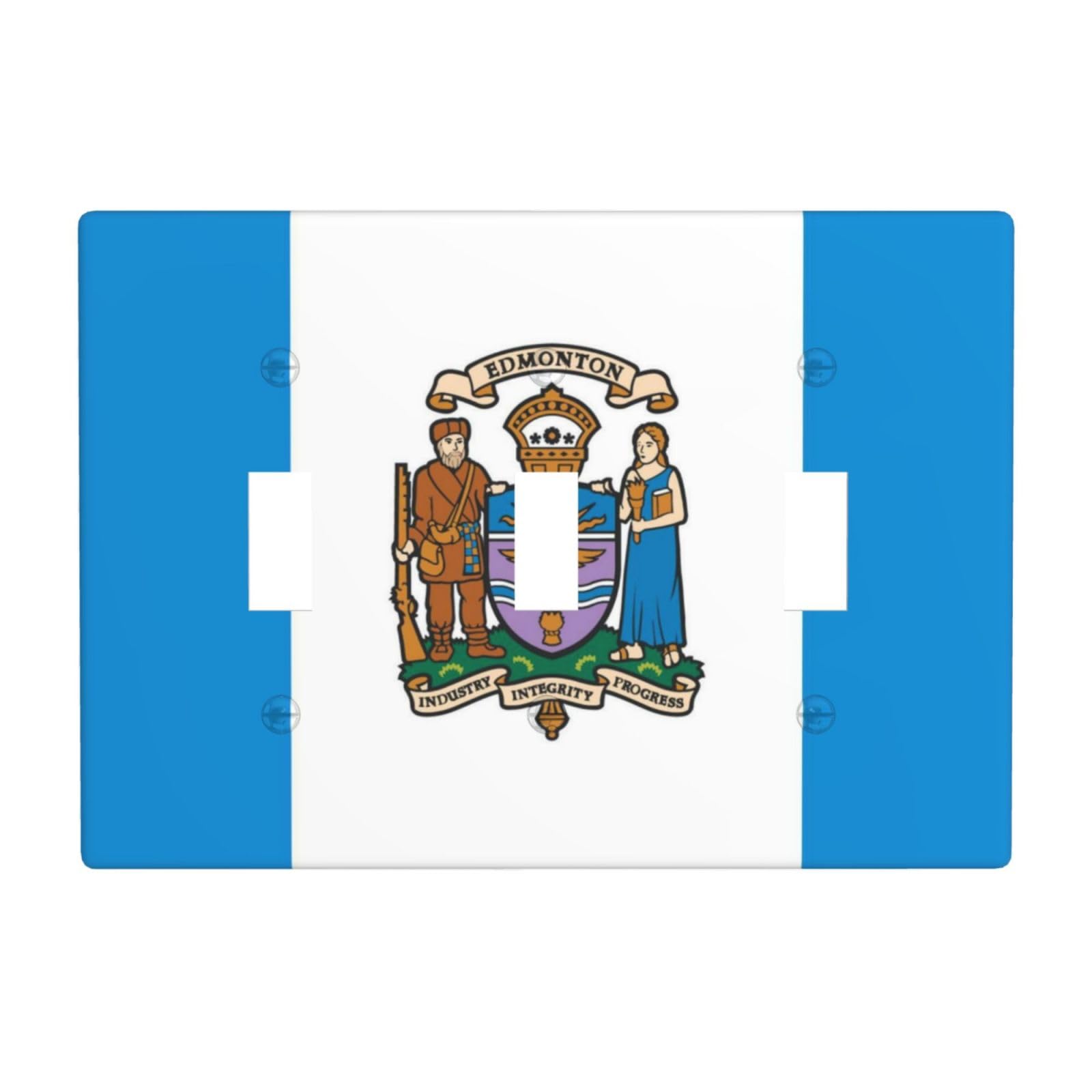 Edmonton Flag 3 Gang Switch Plate Cover-Unbreakable Polycarbonate Wall Plate, Heat Resistant Toggle Switch Decor for Home