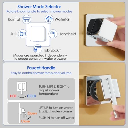 Image of ROVOGO Gold Shower Panel Tower System W /Led Lights & 5 Shower Modes, 46.5 inch