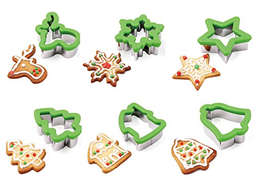 Joyin 13 Pcs Stainless Steel Christmas Cookie Cutters With Comfort Grip 3.5Í Plus A Rolling Pin For Large Holiday Cookies, Snowflake Cookies, Gingerbread Man Cookies, Christmas Party And Baking Gift #TOP2
