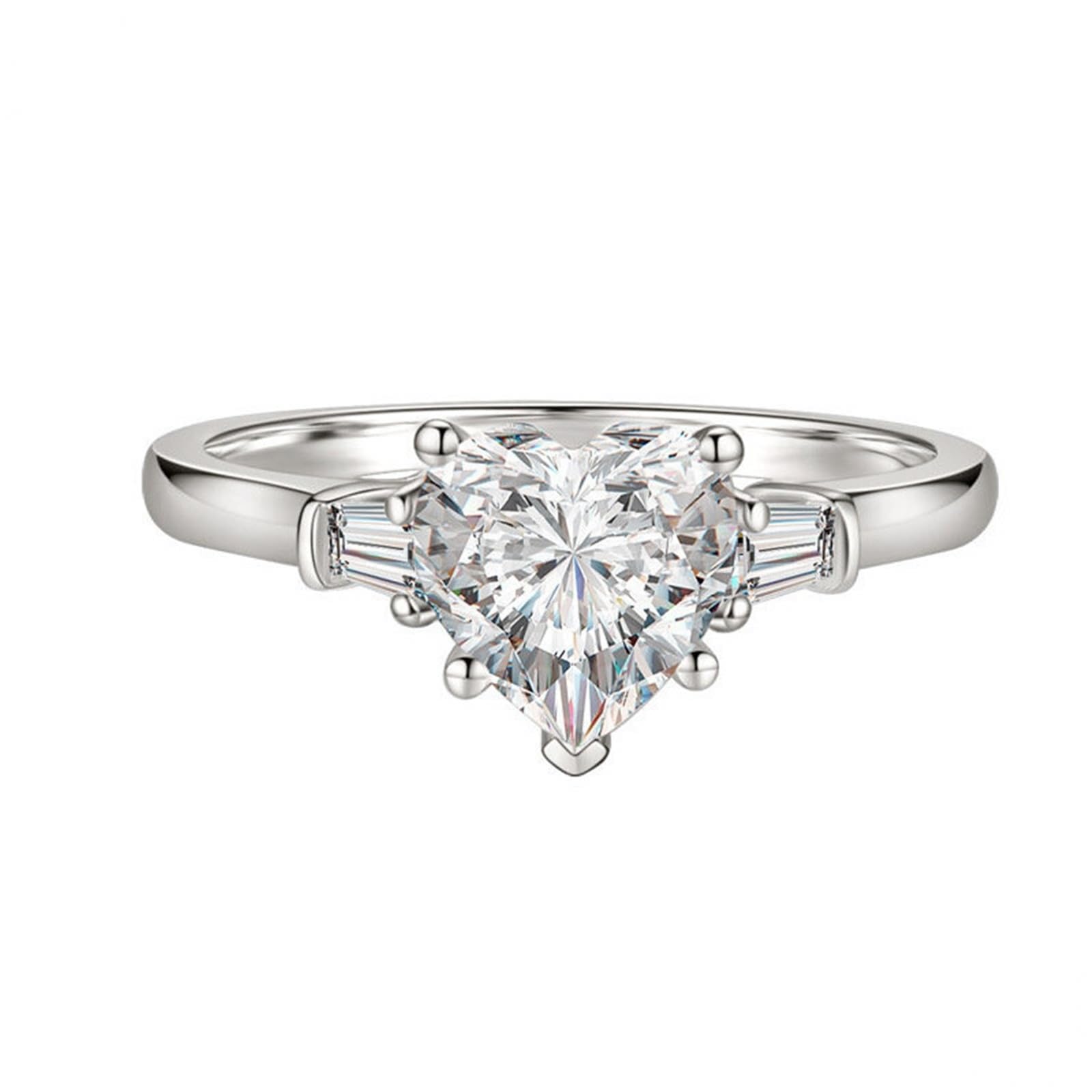 Wycian Moissanite pierścionki zaręczynowe pierścionek obietnica białe złoto 18K serce rozmiar H 1/2 moda dla pań biżuteria urodzinowa