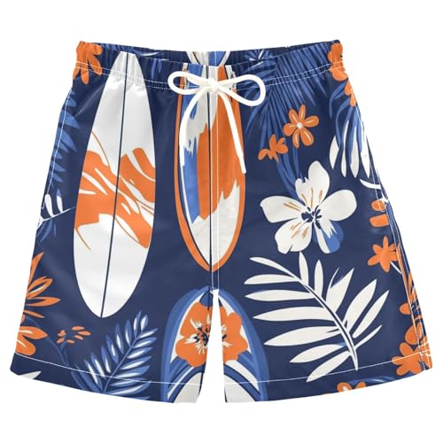 Boys Beach Board Shorts Surfboard Palm Tree Floral Swim Trunk Teen Swimwear 8-16Y