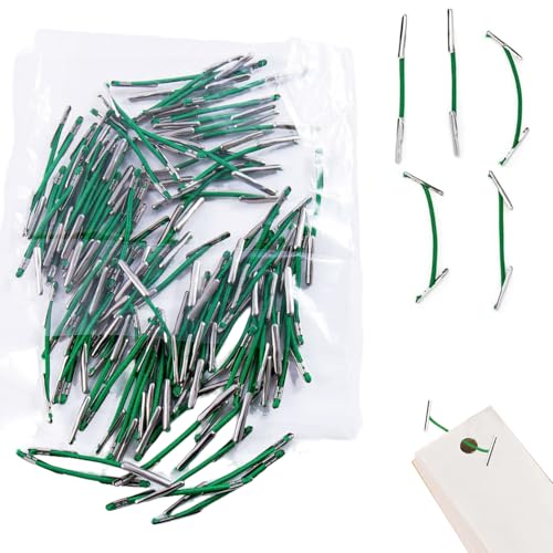 100 Pcs Treasury Tags 45mm Paper Tags Fasteners for Office School & Filing Green Plastic Ends with Strong Cotton Cord Document Binders for Papers Files Reports Invoices Durable & Easy to U