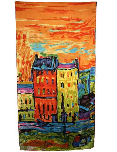 Dahlia Women's 100% Luxury Long Silk Scarf - Art Collection2