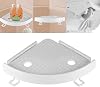 LICOME Bathroom Wall Corner Shelf Organizer, Kitchen Corner Storage Rack Non-Marking Shelf with Hooks, Easy to Install White, One Size