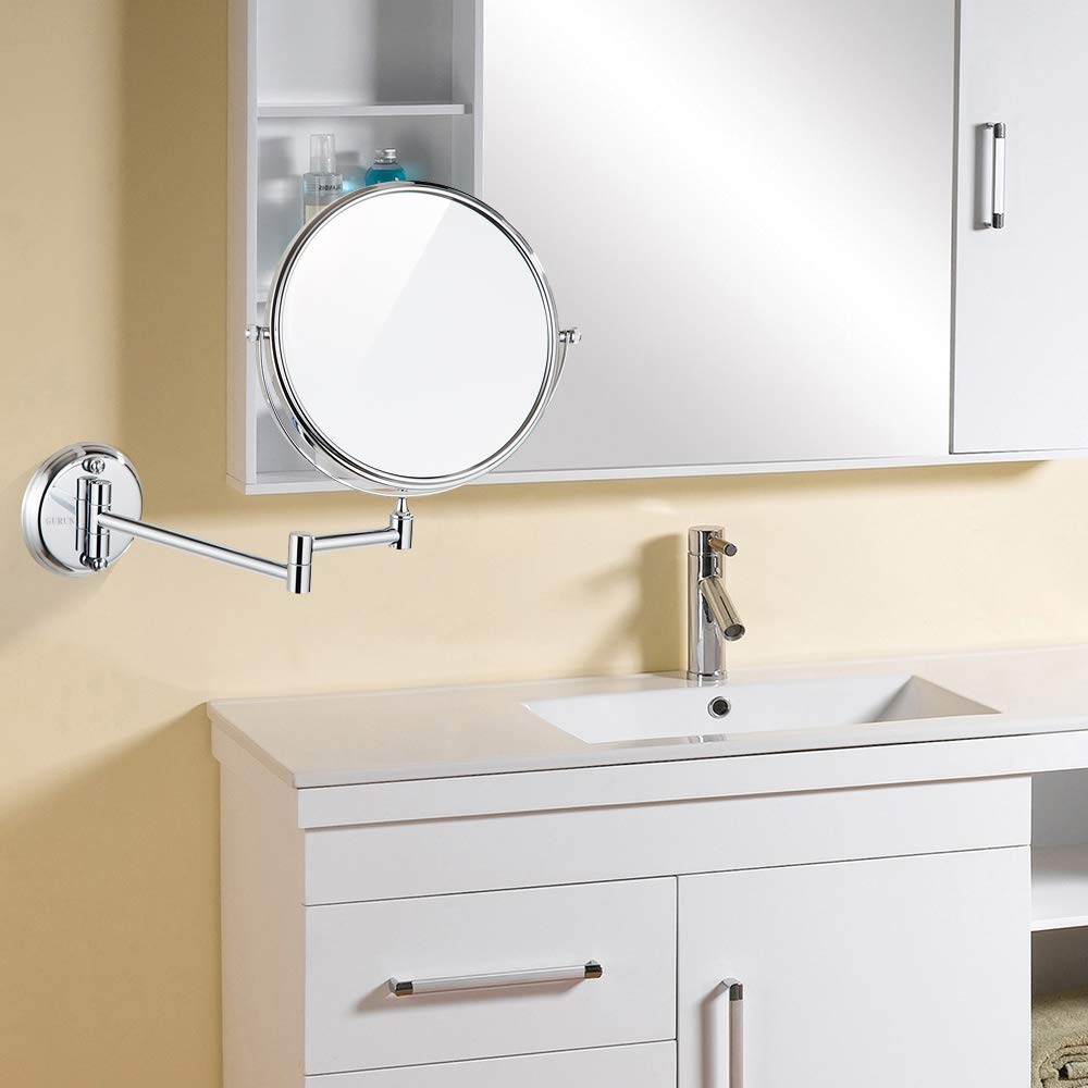 Specchi per Il Trucco da Bagno, montati a Parete ingranditori robusti su Entrambi i Lati Regolabili per rasatura cosmetica vanità Girevole Estensibile
