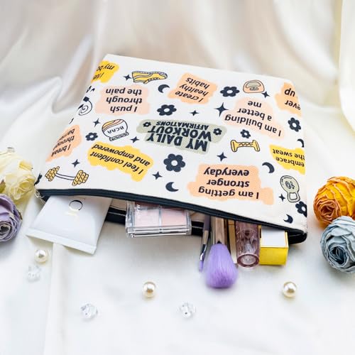 Workout Gifts for Women Gym Gifts for Women Gym Bag for Fitness Lovers Fitness Athletic Trainer Gift Workout Bag Daily Affirmations Makeup Bag Inspirational Mental Health Gift for Female3