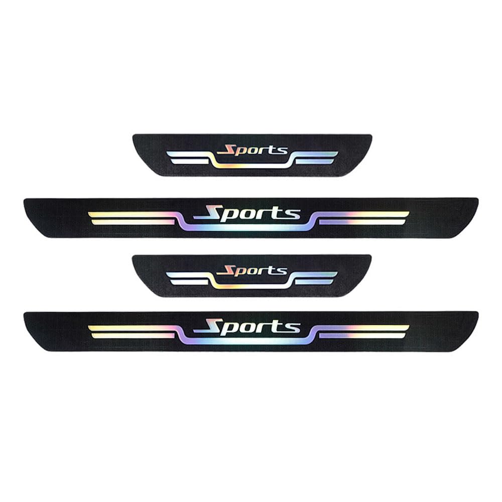 ThdeAa Car Door Sill Protector for Mazda 3 Fastback 2003-2022 2023 2024 2025 BK BP, Laser Holographic Reflective Entry Guard Carbon Sticker, Waterproof Scuff Plate Anti Scratch Trim Strip,B