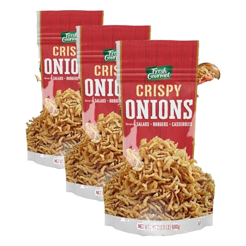 Image of Fresh Gourmet Crispy Onions | 24 Ounce | Low Carb | Crunchy Snack and Salad Topper (Pack of 3)
