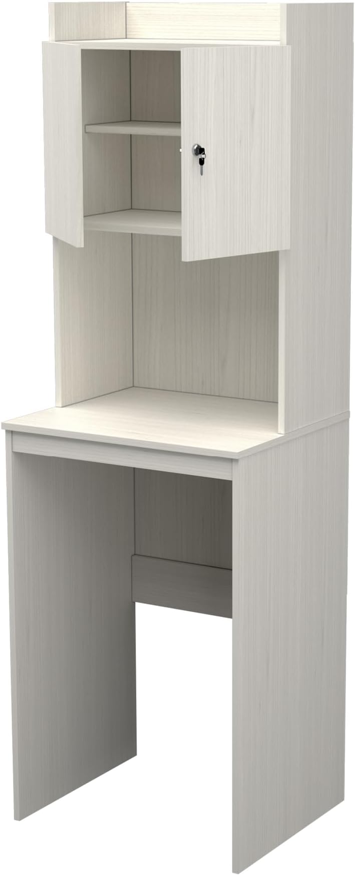Inval Engineered Wood Mini Fridge and Microwave Cabinet with Storage Shelves, 2 Locking Doors, 72”H x 23.6”W x 19.7”D, Washed Oak