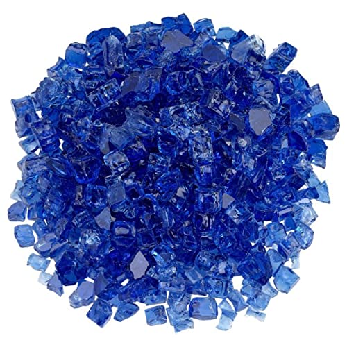 American Fireglass 1/2” Fire Glass | Use in Fireplace, Fire Pits or Bowls | for Natural Gas or Propane Fires | Safe Tempered Glass for Outdoor & Indoor | Cobalt Blue, 10lb Bag
