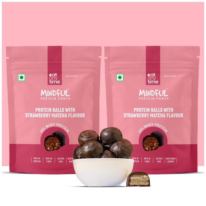 Eat Anytime Chocolate Protein Balls - Strawberry Matcha (14 balls, 2 * 70 g per pack) | 3g Protein per ball | No Added Sug... - Review, Price and Buying Guide