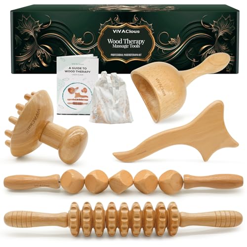 5-in-1 Wood Therapy Massage Tools Kit - Lymphatic Drainage Massag...
