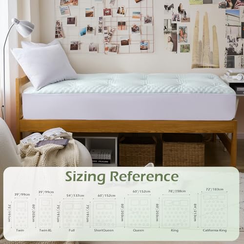 Image of Hansleep Twin XL Mattress Topper College Dorm Memory Foam Soft Mattress Pad | Twin XL Mattress Topper Viscose Derived from Bamboo, Twin XL Bed Mattress Pad Cover for Back Pain Relief, 39 inch x 80 inch, White
