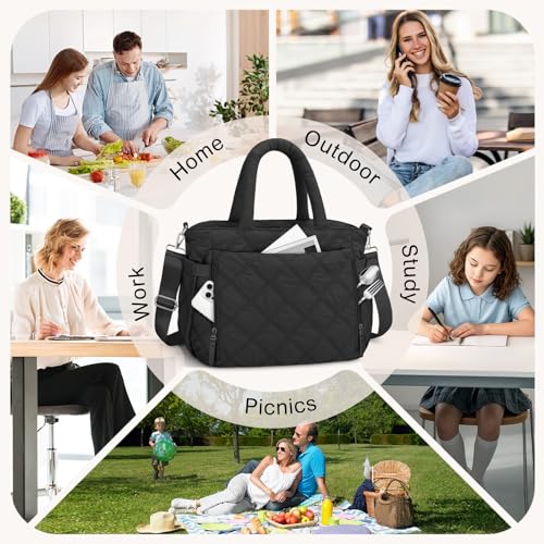 KUBYA Lunch Bag Lunch Box for Women Adults, Large Capacity Insulated Quilted Puffer Lightweight Leakproof Lunch Tote Bag for women, Reusable Lunch Boxes Cooler Bag for Work Picnic Travel - Thumbnail 6