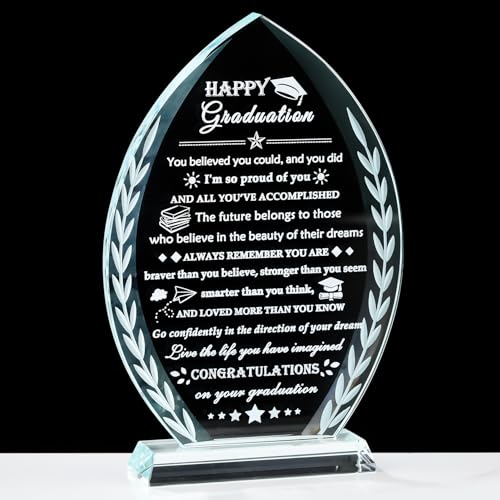 Image of YWHL Graduation Gift for Him Her, Class of 2026 High School College Graduation Gifts for Women Men, Masters Degree PHD Graduate Gift Plaque Crystal Keepsake Present for Girls Daughter Son