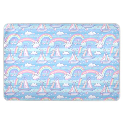 Sailboat Island Cartoon Bed Underpads Highly Absorbent Bed Wetting Pads Changing Bed Liners for Infant Baby , 52
