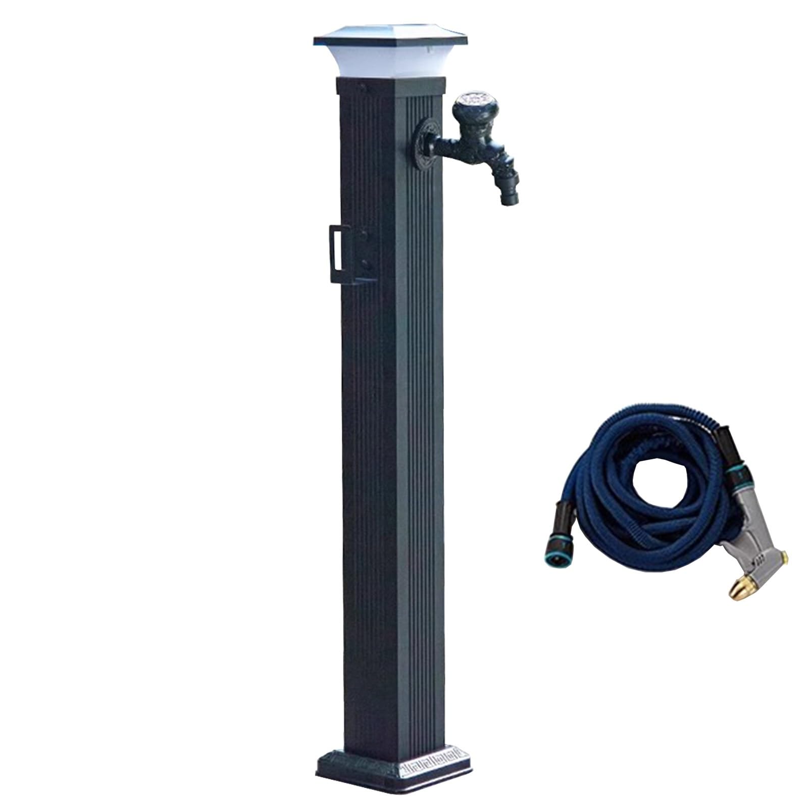 WOTZOV Illuminated Outdoor Faucet, Frost-Proof Aluminum Water Column, 41" Floor Mount Hose Spray Gun For Farm & Backyard Irrigation & Washing，H:104CM/41IN