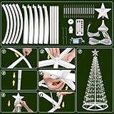 HELESIN Lighted Christmas Cone Tree with Star Topper, 6ft 250 LED (White) Christmas Tree Light Show with 12 Modes Remote Control, Artificial Xmas Tree Lights for Indoor Outdoor Yard Patio Decorations - Image 7