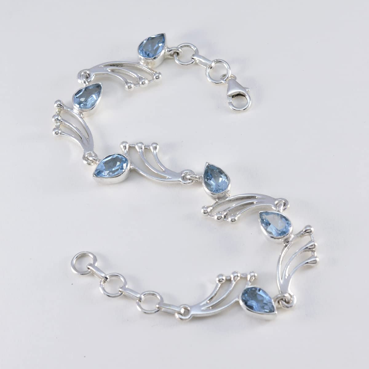 925 Bracciale in argento sterling Topazio blu Pietra preziosa Mese di dicembre Bracciale astrologia Sagittario - gioielli unici Link Charm Bracciale regalo per amico