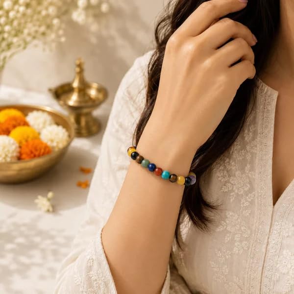 Image of Beaded Bracelet for Men & Women | Stretchable Handmade Prayer Meditation Yoga Wrist Bracelet | Stylish Everyday Wear | Free Size