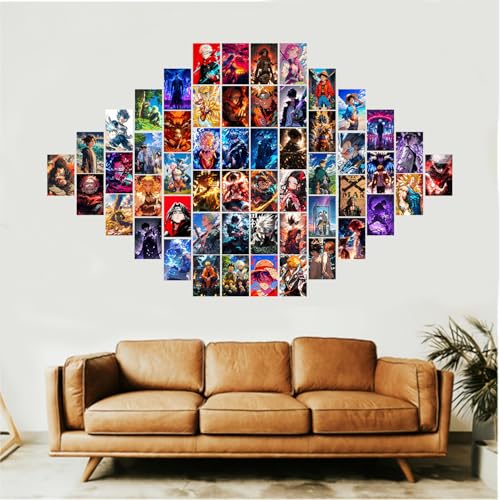 Image of Wallgasm Anime poster Set of 54, 4 x 6 Inches Posters: Dragon Ball Z, Naruto, Death Note, One Piece, Attack on titans - | Aesthetic wall decor | Posters for Bedroom | Anime Wall Poster - With Glue Dots