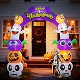 ZOOMATOOE 8FT Halloween Inflatable Archway with Pumpkins, Ghosts and Skulls, Halloween Blow Up Arch Outdoor Decoration Built-in LED Lights for Halloween Party Indoor, Outdoor, Yard, Garden, Lawn Decor