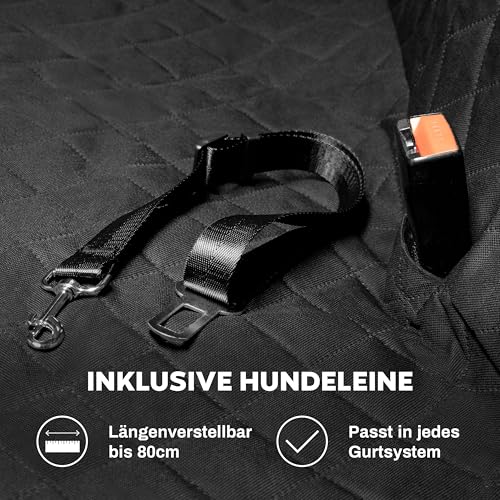Hainberger Hundedecke Auto Rückbank Wasserabweisende Kratzfeste Autodecke für Hunde wasserdichte rutschfeste Autoschondecke mit Seitenschutz und Sichtfenster, 4-in-1 Rücksitzschoner 137x147 cm