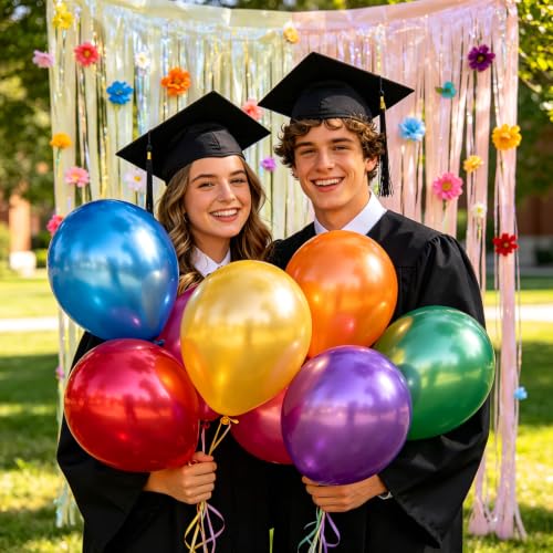 Image of 100pcs Metallic Chrome Latex Balloons 12 inch Colorful Balloon | Assorted Colors, Birthday, Graduate, Wedding, New Years Decorations