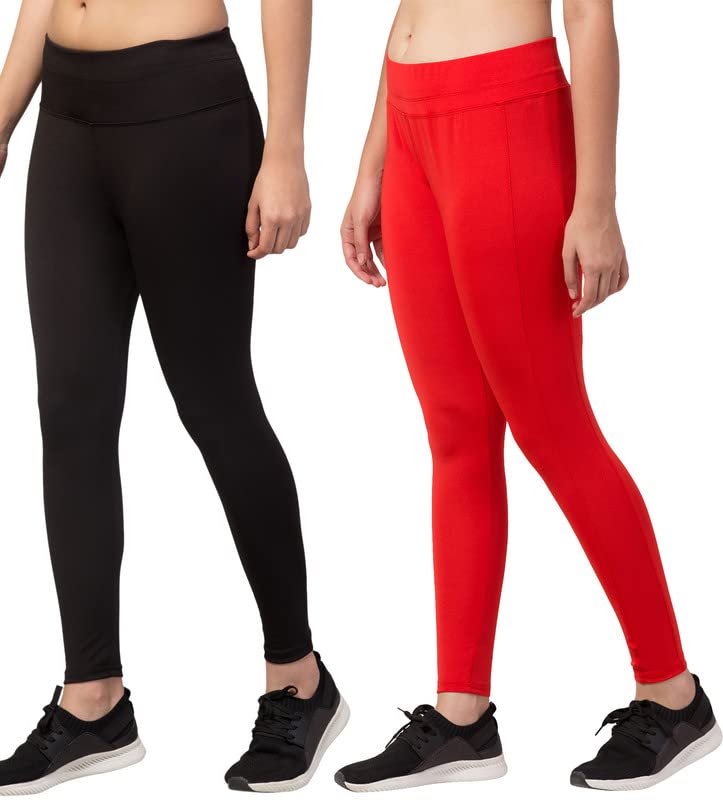 Image of BLUECON Gym wear Leggings Ankle Length Workout Pants | Stretchable Tights | Mid Waist Sports Fitness Yoga Track Pants for Girls & Women (Pack of 2)