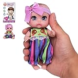 Beem Jun 6" Cute Small Baby Doll Newborn Baby All Vinyl Reborn Baby Dolls for Girls Swivel Mini Doll