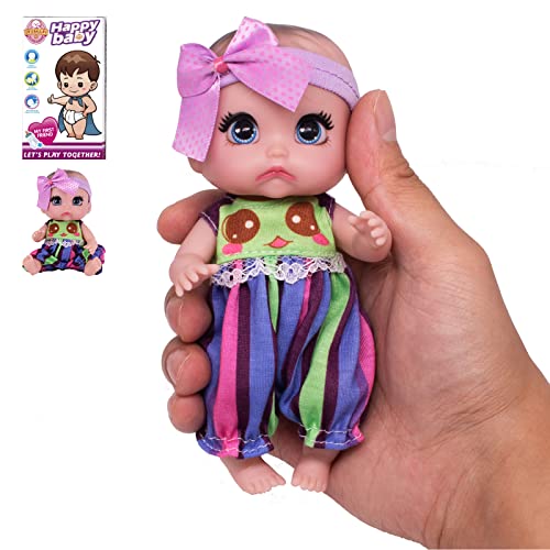 Beem Jun 6" Cute Small Baby Doll Newborn Baby All Vinyl Reborn Baby Dolls For Girls Swivel Mini Dolls 16 Cm Crying Baby Diy Toys For Ages 3+(Purple) #TOP1