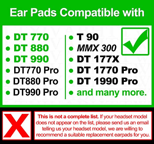 Almohadillas de repuesto compatibles con auriculares Beyerdynamic DT 770 Pro, DT 880 Pro, DT 990 Pro, DT 1770 Pro, MMX 300, DT 1990 Pro, DT 177X, T 90 (Terciopelo Gris Plata) miniatura 2